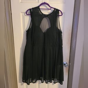 NWT- Underwire Long Mesh Overlay Black Swim Dress with Brief (Torrid, size 4)